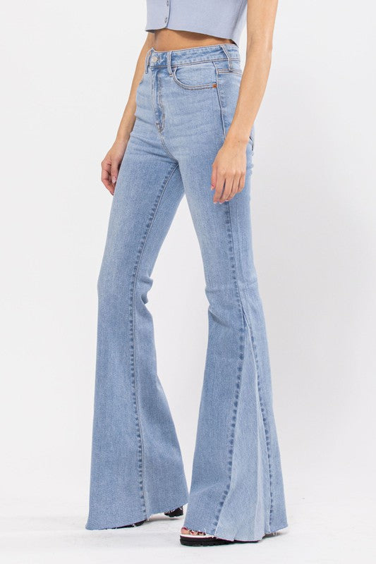 Sidefeel Women Destoryed Flare Jeans Elastic Waist Bell Bottom Raw Hem  Denim Pants New Medium for Sale in San Bernardino, CA - OfferUp