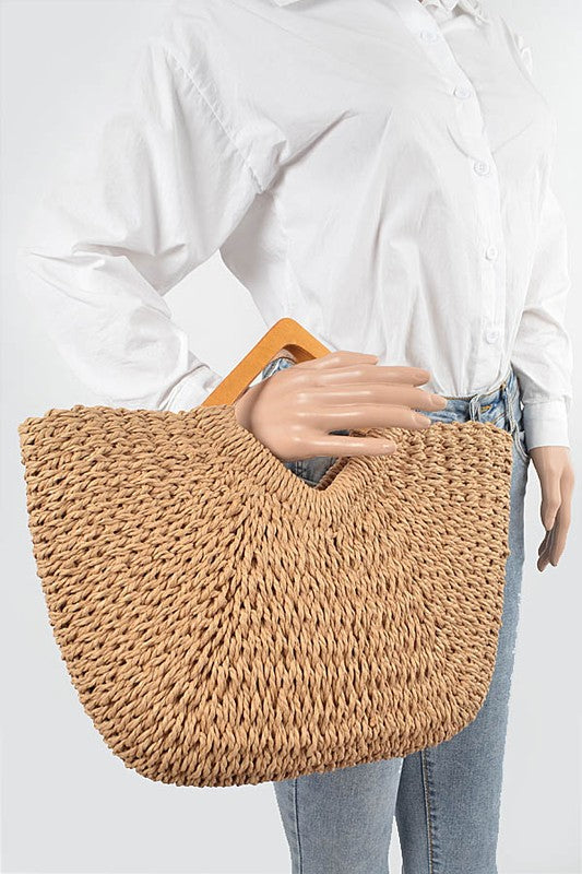 Squared Away Rattan Bag