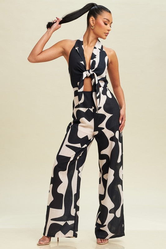 FLOWER ART HALTERJUMPSUIT - PRIVILEGE 