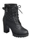 WOMENS LUG SOLE QUILTED COMBAT BOOTIES