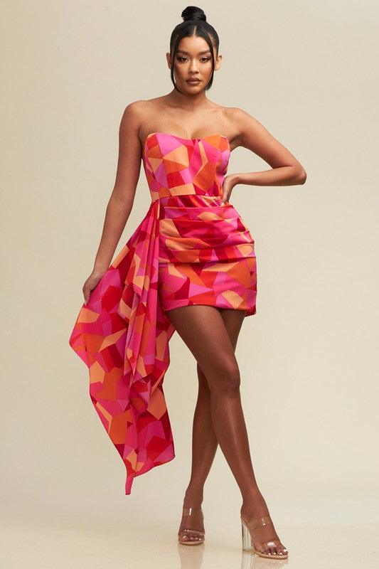 PRETTY IN PINK DRAPE TUBE DRESS - PRIVILEGE 