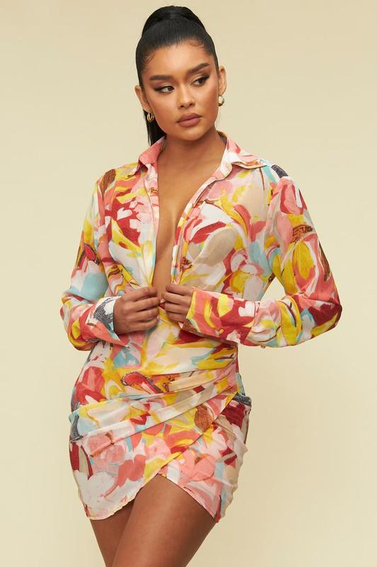 PLAYA WRAP SHIRT DRESS - PRIVILEGE 