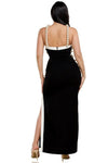 Pearl Beaded Black Maxi Dress - PRIVILEGE 