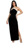 Pearl Beaded Black Maxi Dress - PRIVILEGE 