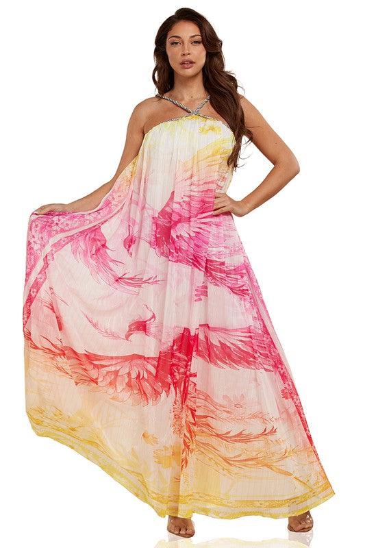 WINDPRINT OMBRE CONTRAST MAXI DRESS - PRIVILEGE 