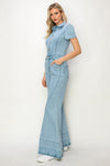 WIDE LEG DENIM JUMPSUIT - PRIVILEGE 