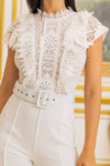 LACE RUFFLE DETAILED FASHION JUMPSUIT - PRIVILEGE 