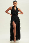 HALTER RUFFLE MAXI DRESS - PRIVILEGE 