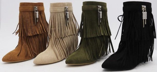 WOMENS TESSELS WEDGE HEEL ANKLE BOOTIES