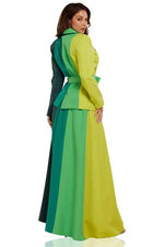 Green Gradation Color Block Two Piece Set - PRIVILEGE 