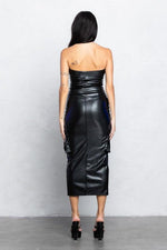 CARGO FAUX LEATHER MIDI DRESS