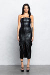 CARGO FAUX LEATHER MIDI DRESS