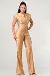 GOLD CARGO STYLE JUMPSUIT - PRIVILEGE 