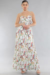 FLORAL SPAGHETTI STRAP SWEETHEART NECK MAXI PLEATED DRESS - PRIVILEGE 