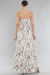 FLORAL SPAGHETTI STRAP SWEETHEART NECK MAXI PLEATED DRESS - PRIVILEGE 