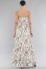 FLORAL SPAGHETTI STRAP SWEETHEART NECK MAXI PLEATED DRESS - PRIVILEGE 