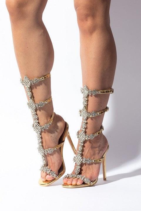 RHINESTONE STRAP HEEL - PRIVILEGE 