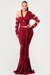 Long Sleeve Wrap Rope Maxi Dress - PRIVILEGE 