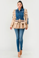 PEPLUM DENIM COMBO JACKET