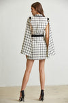 PLAID TWEED CAPE SHOULDER DRESS - PRIVILEGE 