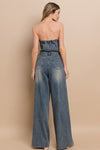 DENIM TUBE CUT OUT FULL LENGTH JUMPSUIT - PRIVILEGE 