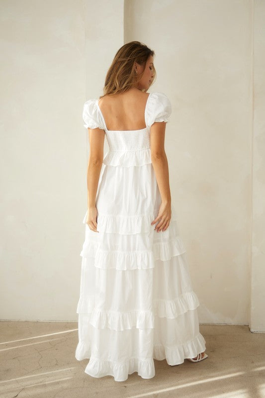 Button down tiered maxi dress - PRIVILEGE 