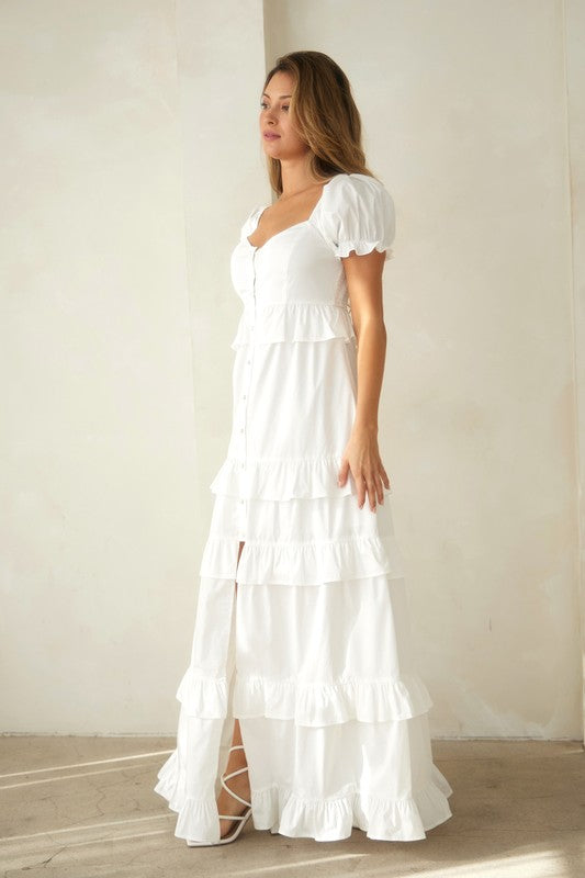 Button down tiered maxi dress - PRIVILEGE 