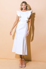 MIDI DENIM WHITE MERMAID DRESS - PRIVILEGE 