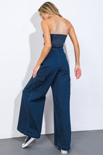 CARGO  DENIM JUMPSUIT - PRIVILEGE 