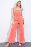 CORAL DENIM WIDE LEG JUMPSUIT - PRIVILEGE 