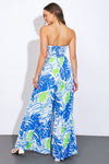 PRINTED CENTER CUT PLEATED SMOCKED BACK JUMPSUIT - PRIVILEGE 