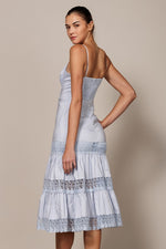SLEEVELESS TIERED MIDI DRESS WITH LACE DETAIL - PRIVILEGE 