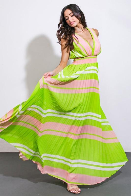 PLEATED MAXI DRESS - PRIVILEGE 