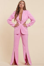 Pink Open Back Impression Chic Wide-leg Pants Set - PRIVILEGE 