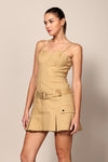 SLEEVELESS PLEATED MINI DRESS WITH STRAPS AND BELT - PRIVILEGE 