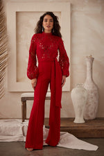 CROCHET TOP LONG SLEEVE JUMPSUIT