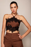 CROP TOP WITH LACE DETAILA WITH FLARE PANTS - PRIVILEGE 