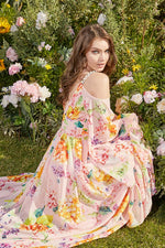 Peachy Bloom Floral Print Dress for Elegance - PRIVILEGE 