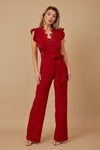 LAYERED RUFFLE CROCHET STYLE JUMPSUIT