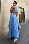 Denim Open back maxi Dress