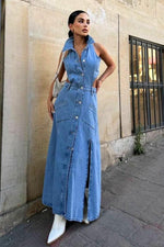 Denim Open back maxi Dress