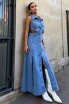 Denim Open back maxi Dress