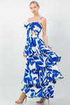 PRINTED MULTI TIERED SMOCKED BACK MAXI DRESS