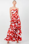 PRINTED MULTI TIERED SMOCKED BACK MAXI DRESS