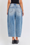 Mid Waisted Barrel Leg Jean with Side Panel