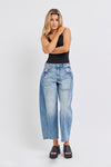 Mid Waisted Barrel Leg Jean with Side Panel