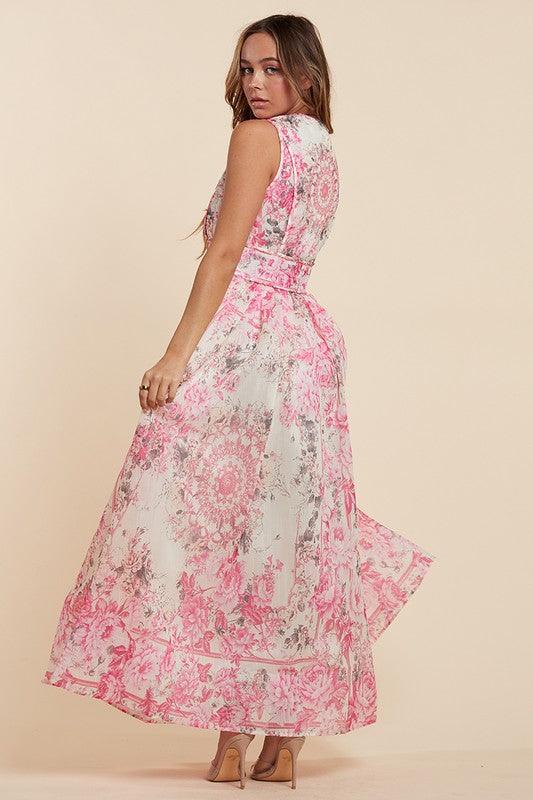 Fuchsia Bloom Goddess Maxi Dress