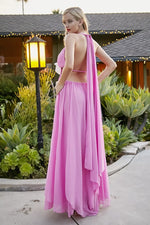 The Baby Pink Maxi Dress with White Corsage