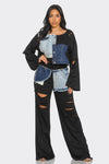 PATCHWORK DENIM JOGGER SET