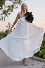 Ethereal Elegance White Maxi Dress With large flower detail